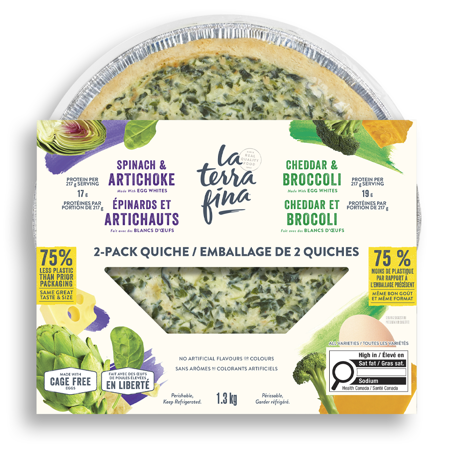 La Terra Fina Spinach & Artichoke & Cheddar Broccoli Quiche 2 Pack