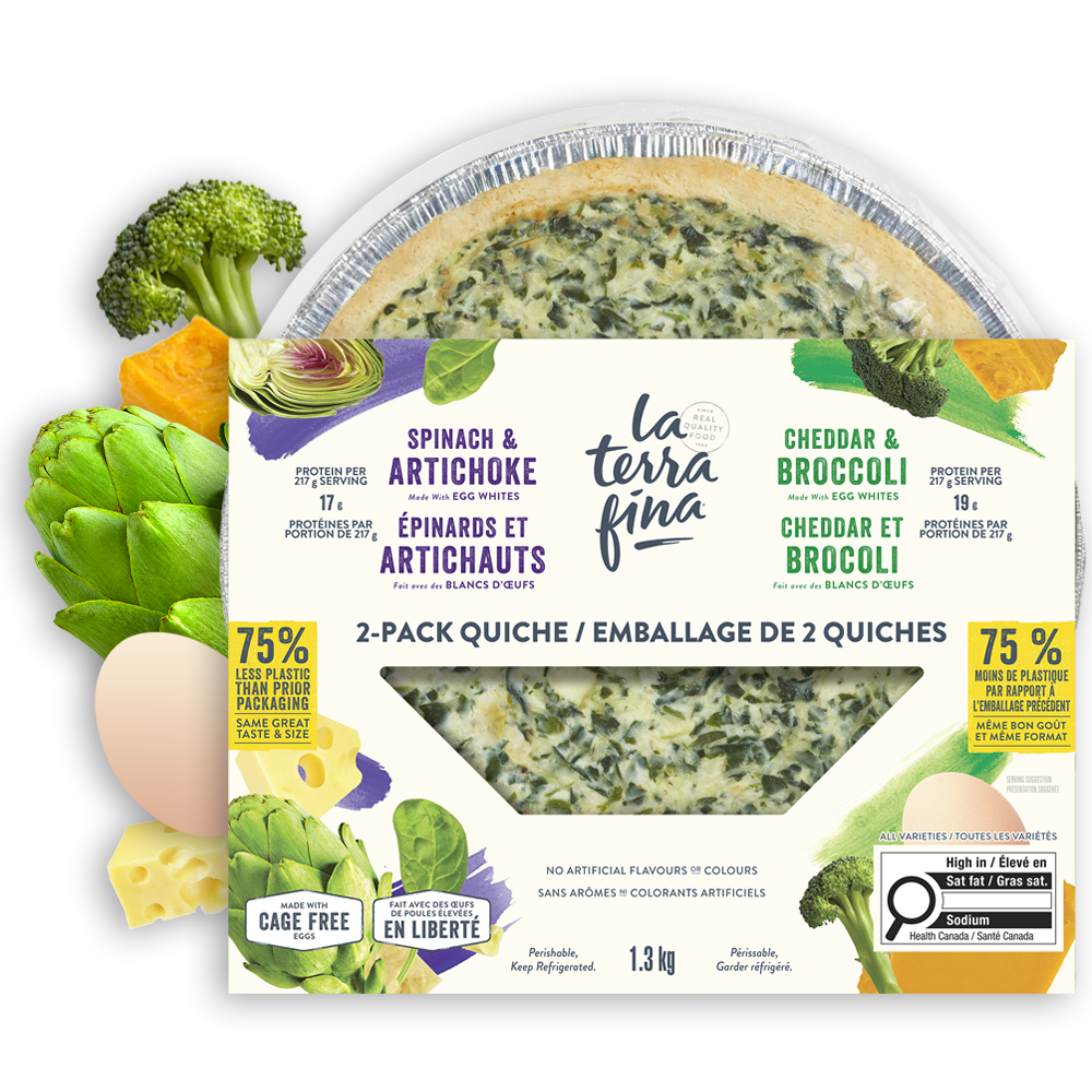 La Terra Fina Spinach & Artichoke & Cheddar Broccoli Quiche 2 Pack