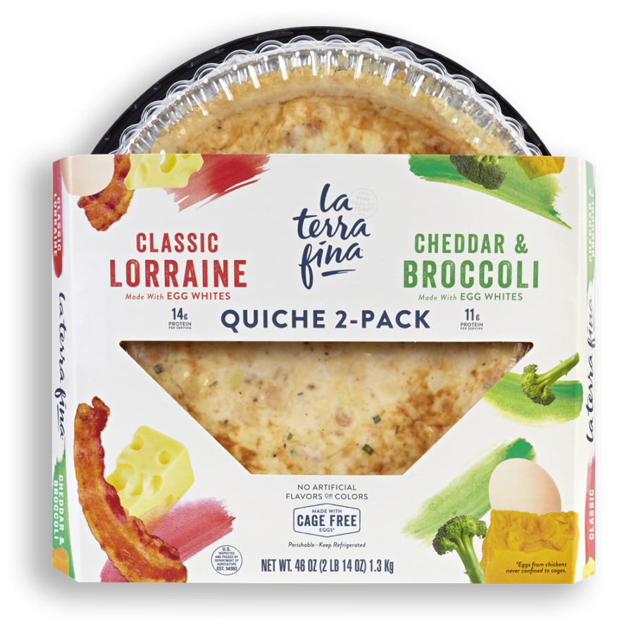 Classic Lorraine / Cheddar & Broccoli Quiche <i>Variety 2 Pack</i> packaging