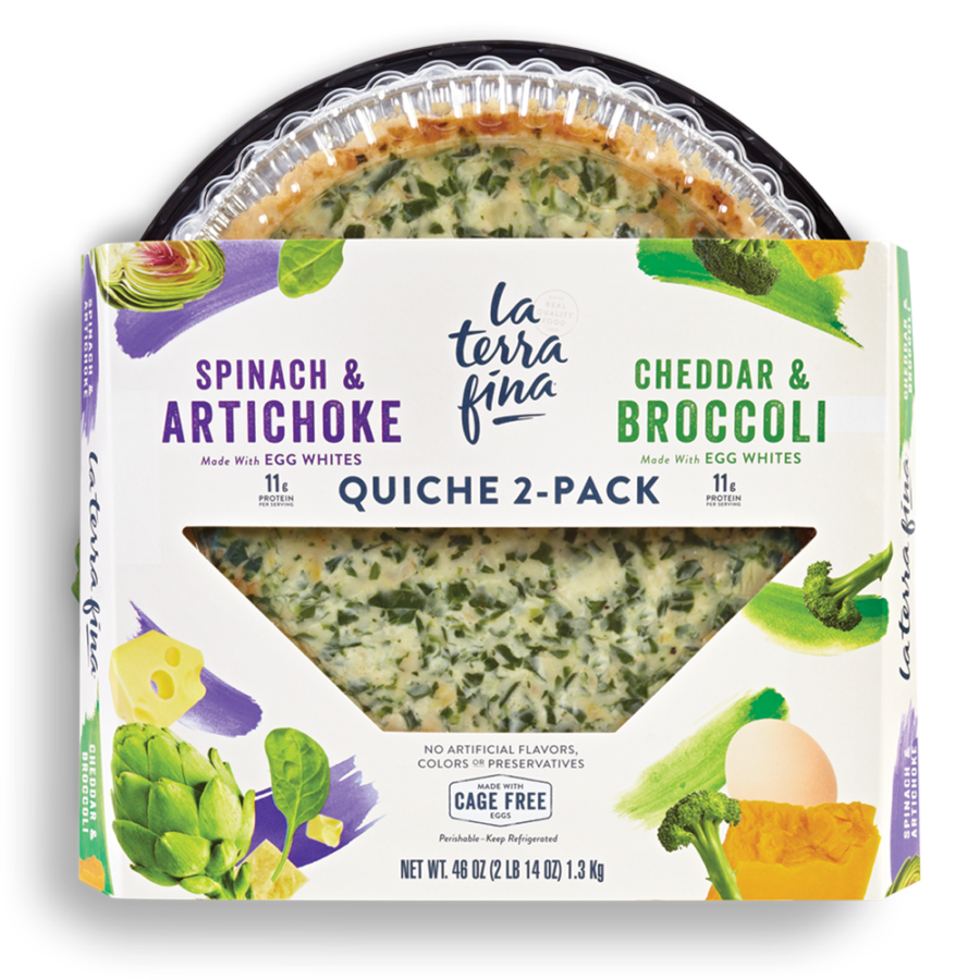 Spinach & Artichoke / Broccoli & Cheddar<br/> Quiche <i>Variety 2 Pack</i> packaging