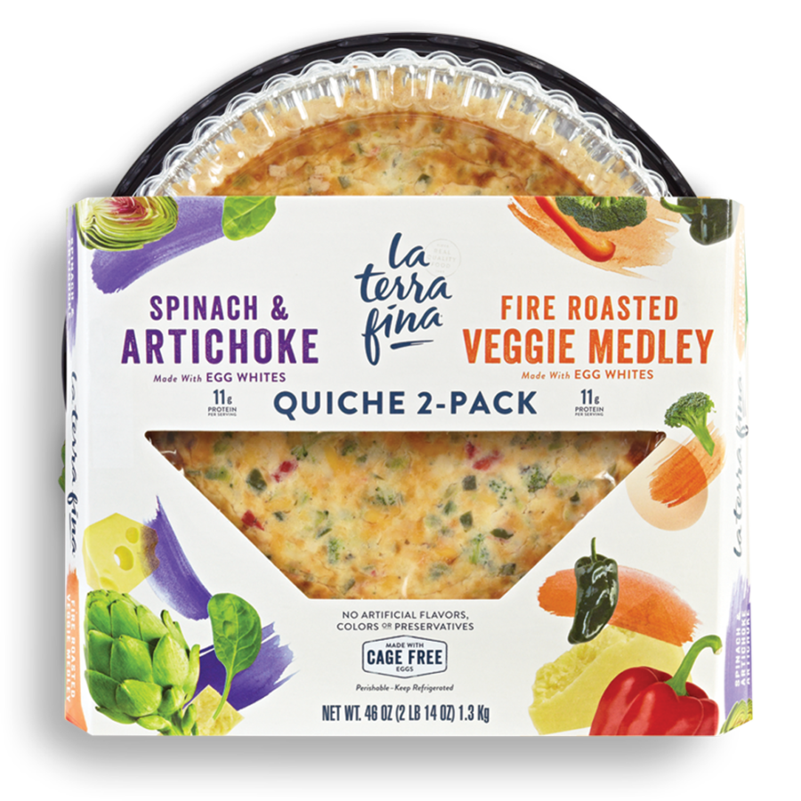 Spinach & Artichoke / Fire Roasted Veggie Medley<br/> Quiche <i>Variety 2 Pack</i> packaging