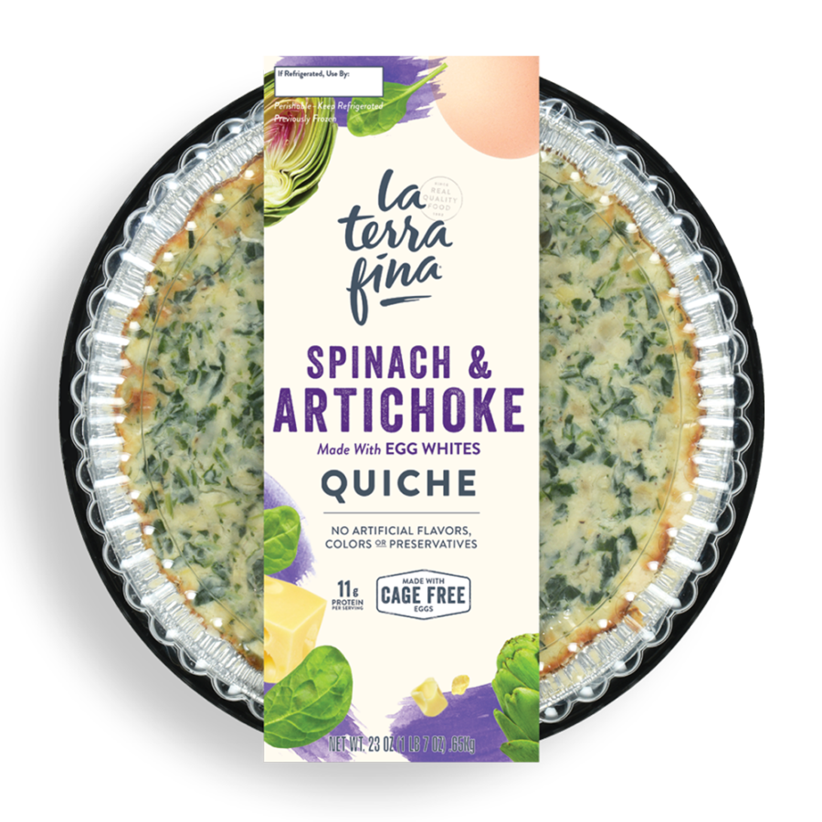 Spinach & Artichoke<br /> Quiche packaging
