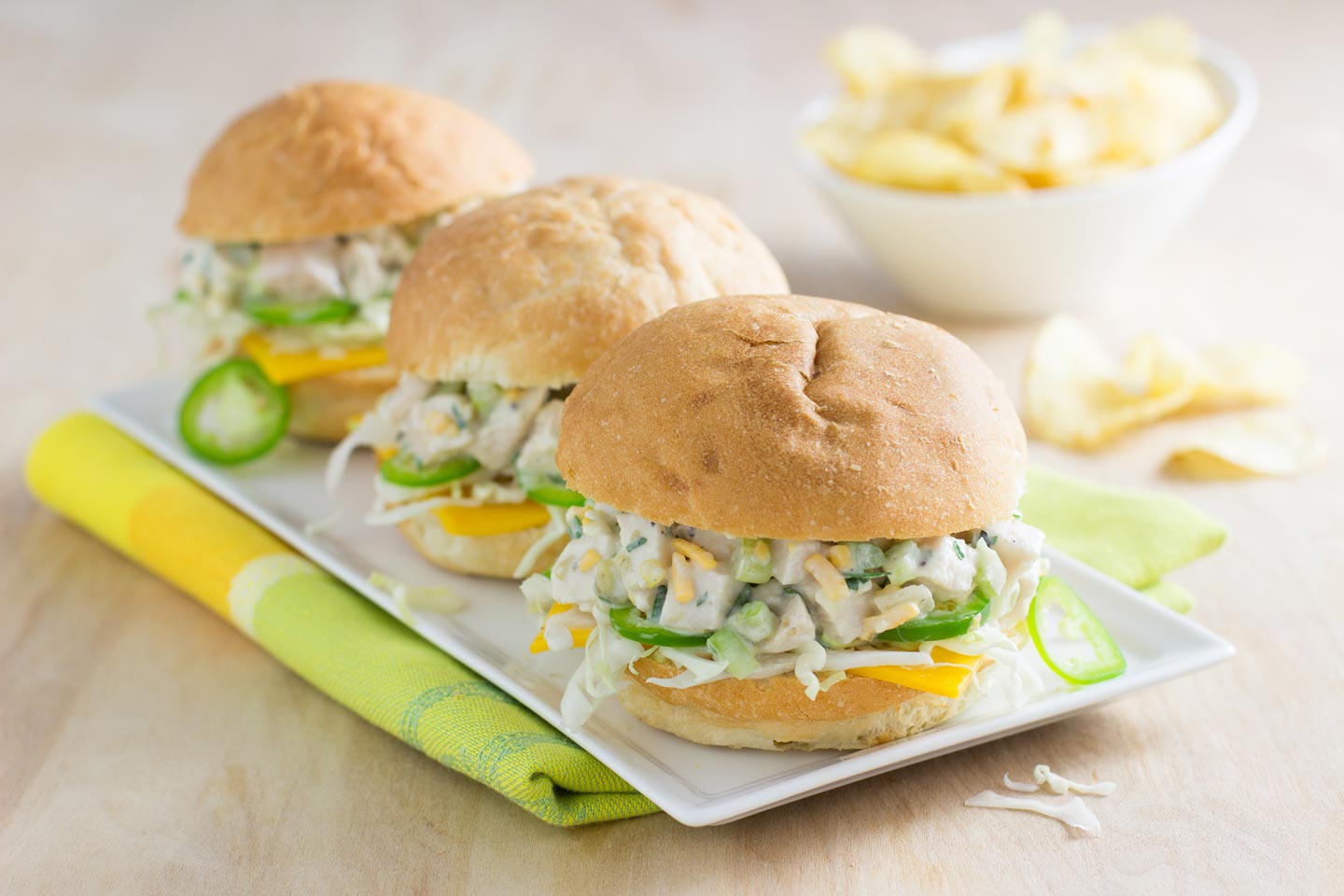 Chicken, Cheddar and-Green Chile Sliders