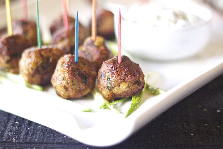 Chicken Kabab Meatballs with colorful toothpicks