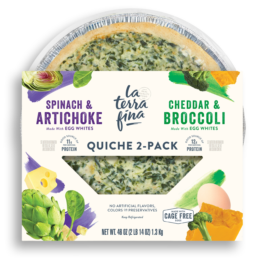 La Terra Fina Spinach Artichoke & Cheddar Broccoli Quiche 2 Pack