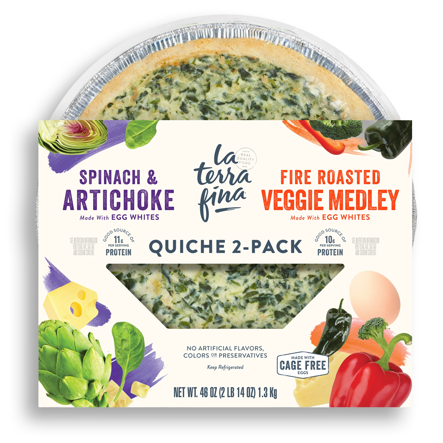 La Terra Fina Spinach Artichoke & Fire Roasted Veggie Medley Quiche 2 Pack