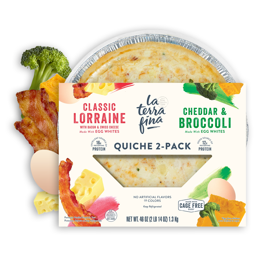 La Terra Fina Classic Lorraine & Cheddar Broccoli Quiche Front of Package