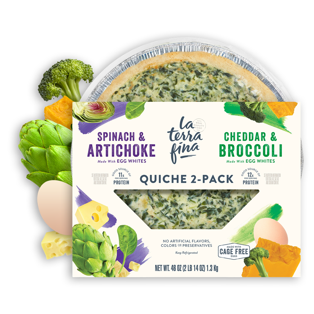 La Terra Fina Spinach Artichoke & Cheddar Broccoli Quiche 2 Pack