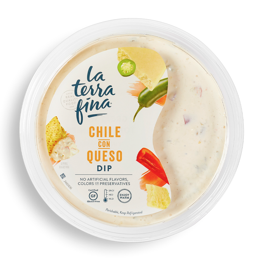 Chile Con<br/> Queso Dip packaging
