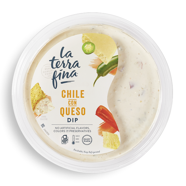 Chile Con<br/> Queso Dip packaging