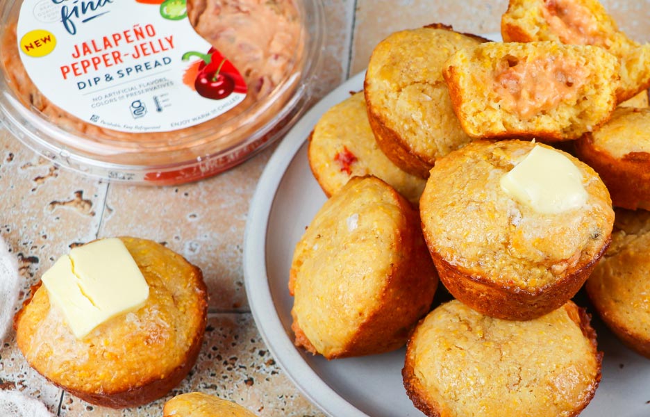 Jalapeño PepperJelly Stuffed Cornbread Muffins