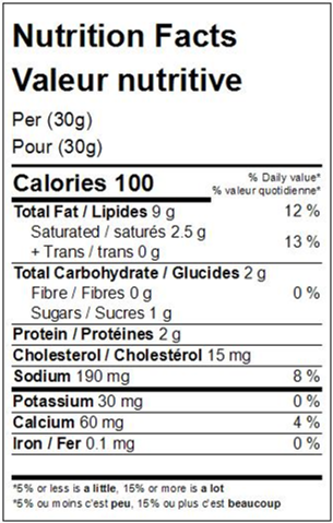 Smoked Gouda Canadian nutrition