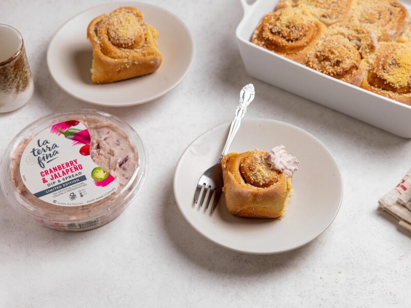 cranberry jalapeno rolls on a plate