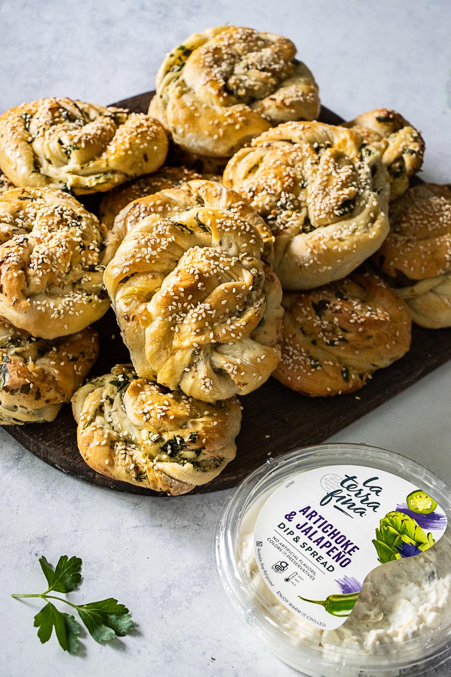 herby jalapeno artichoke pretzel knots