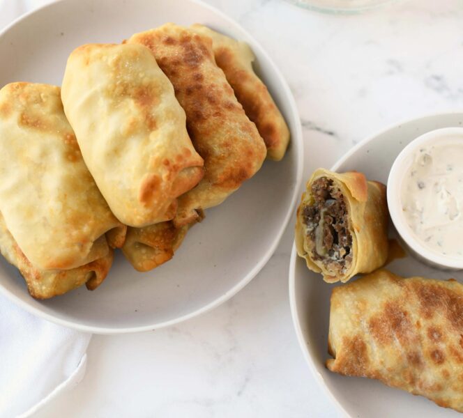 steak onion egg rolls