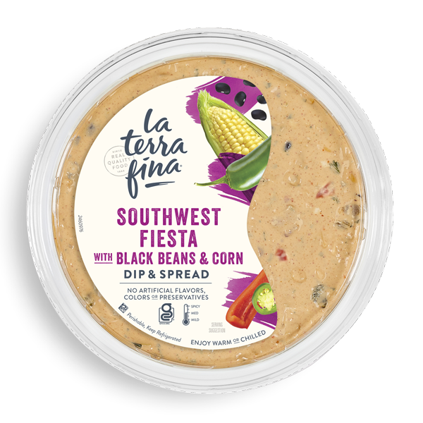 southwest fiesta with black beans and corn dip