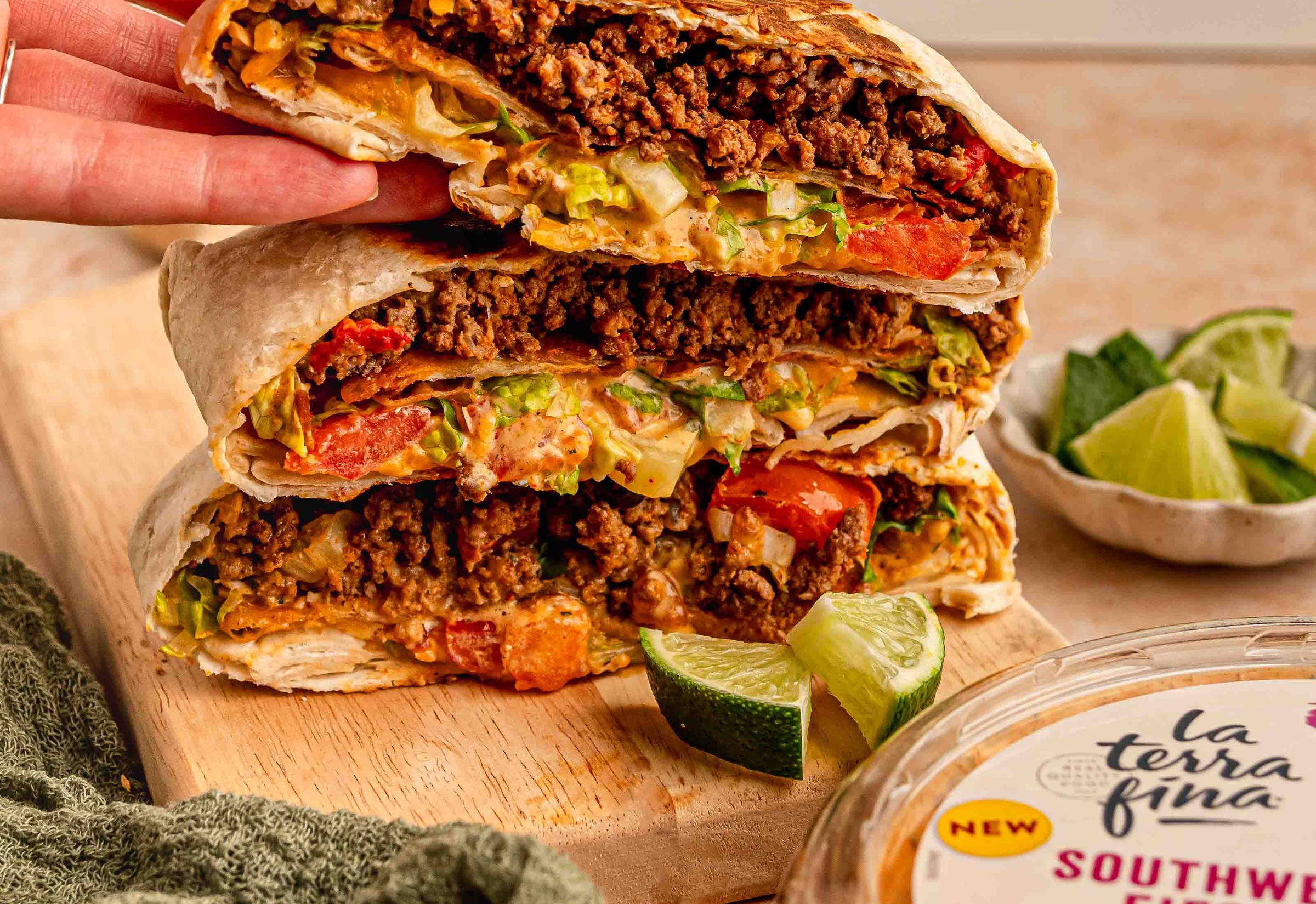 la terra fina crunchy fiesta wrap with southwest fiesta with black beans and corn dip & spread