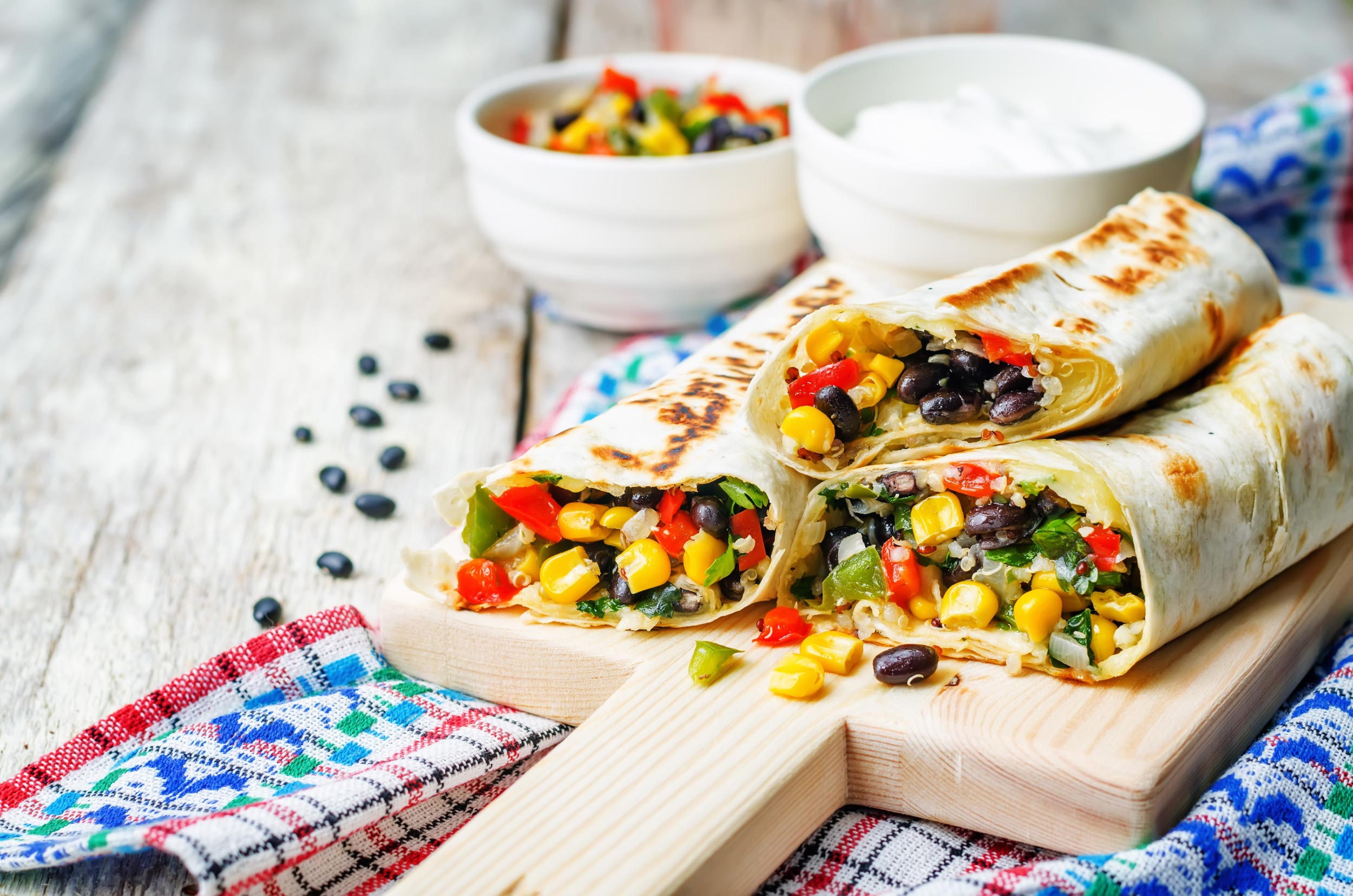 black bean & corn burritos