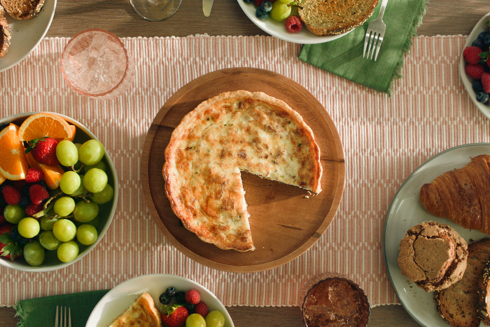 Quiche on a dining table