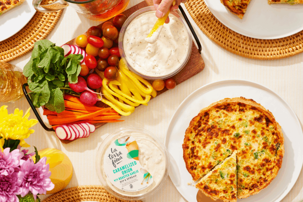 La Terra Fina dips and quiches on a table