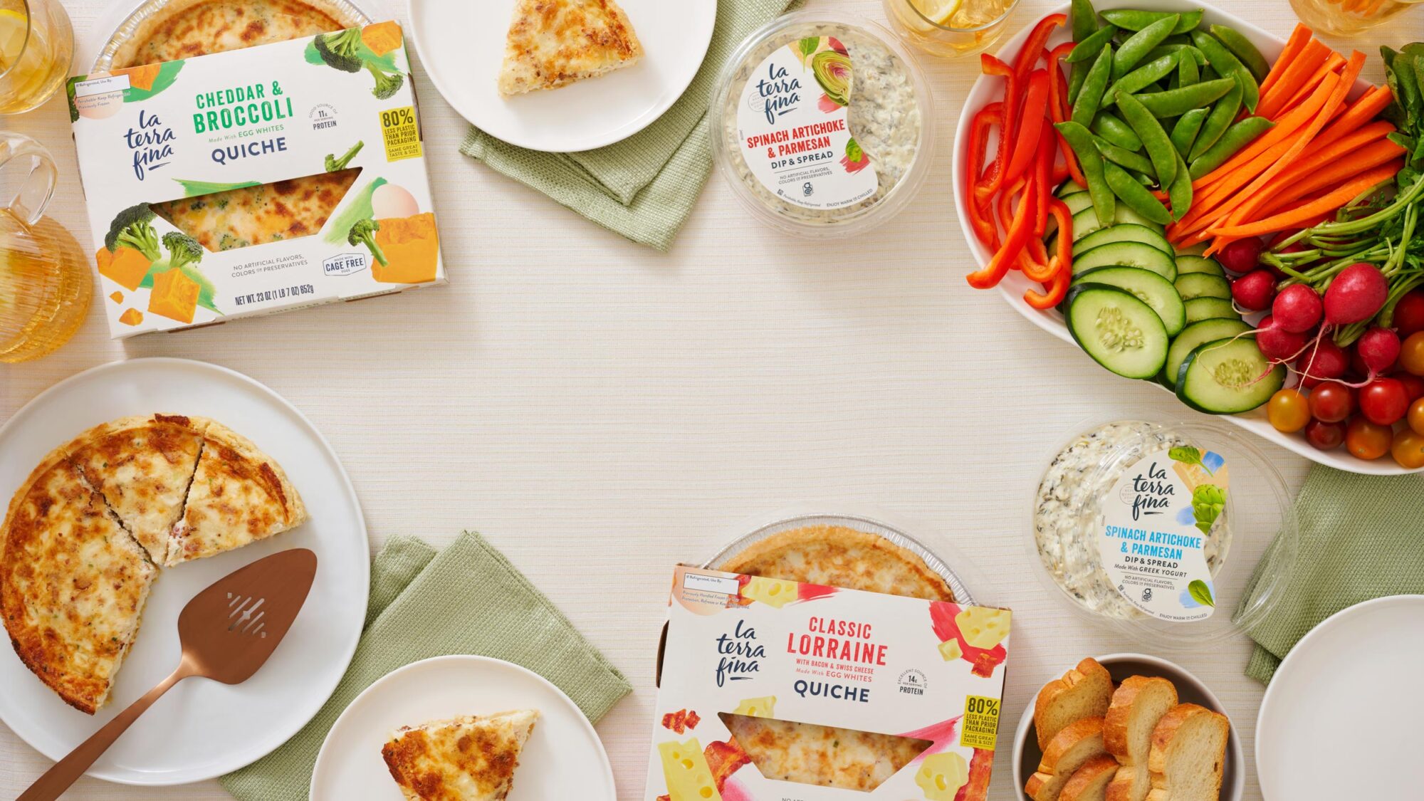 La Terra Fina Dips and Quiches on a table