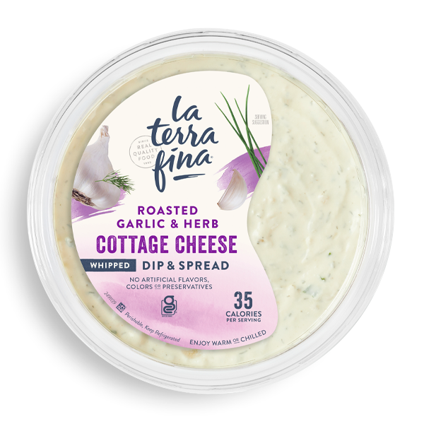 Roasted Garlic and Herd Cottage Cheese Dip & Spread Product Lid